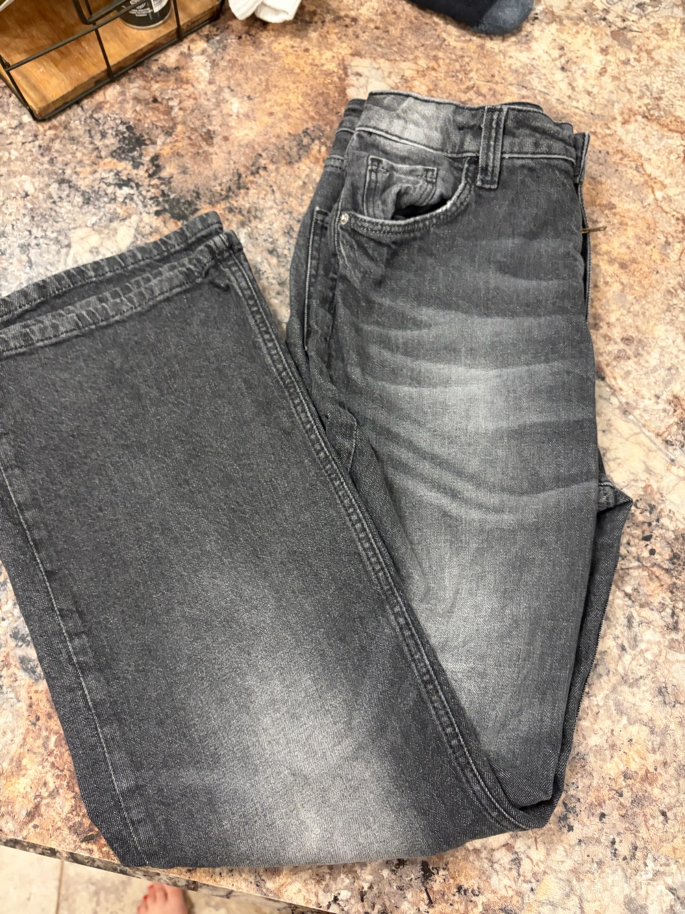 Black stone washed jeans . Size youth 16